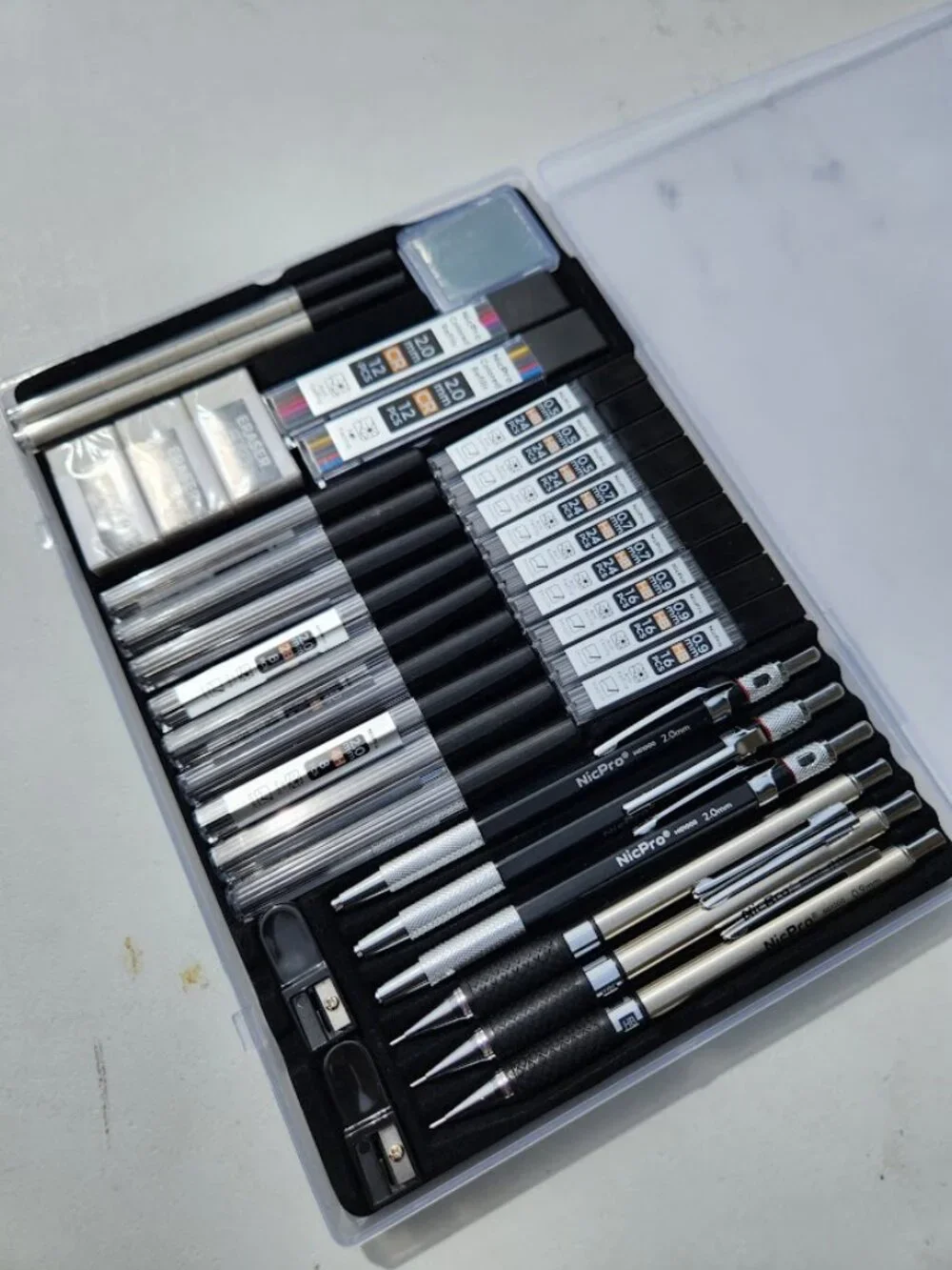 NEW Mechanical Pencil Set COLOR Graphite Refills Drafting Pencils 0.5 mm & 0.7 m